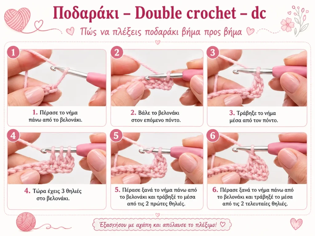 Ποδαράκι – Double crochet – dc ΦΩΤΟΓΡΑΦΙΑ